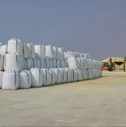 Bagged cargo arranged in the open yard
